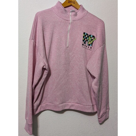 MTV LADIES ZIPPERED PULLOVER LONG SLEEVE SHIRT SIZE XXXL PINK MUSIC TV (245) - Picture 1 of 3